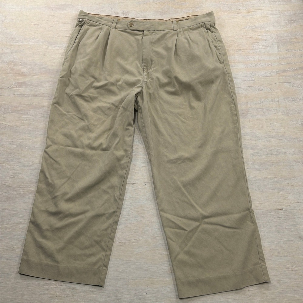 Tommy Bahama Pants Pleated Silk Blend 40x34 Khaki Chinos Mens